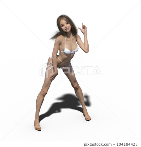 穿著白色比基尼的女人 104184425