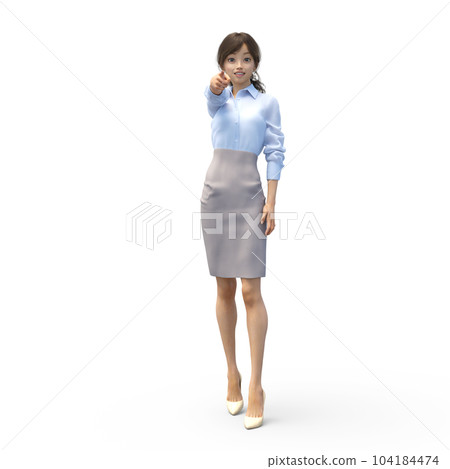 指著年輕的女士 104184474