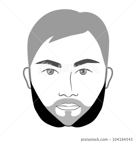 Wolverine Beard style men in face illustration Facial hair Shadow mustache. Vector grey black portrait male Fashion  104184543