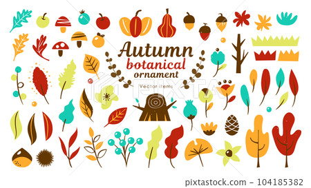 Autumn plant illustration set (retro pop) 104185382