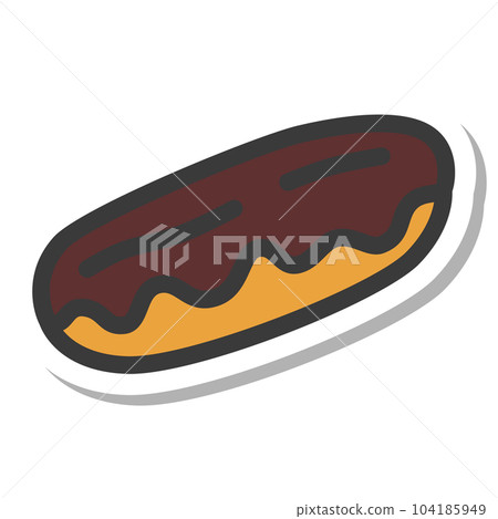 Mini mini sticker-style food and drink illustration eclair 104185949