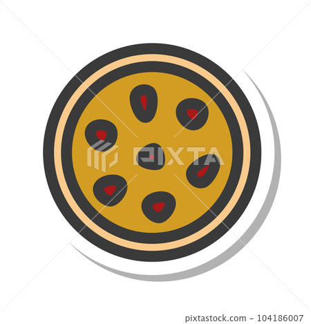 Mini mini sticker-style food and drink illustration pizza 104186007