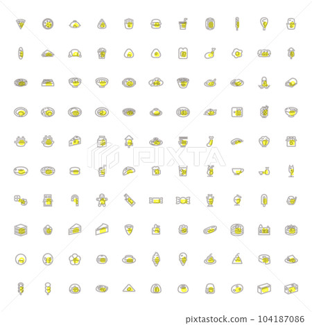 Minimini food and drink outline illustration icon set yellow Minimini food and drink outline illustration icon set yellow 104187086