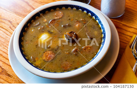 Traditional Polish soup Zurek staropolski 104187130