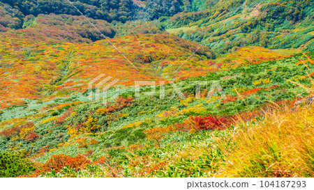 Mt. Kurikoma climbing in autumn (view from the summit) 104187293
