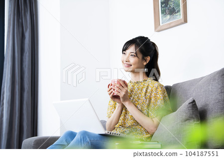 Young women telework remote work online lessons Young women telework remote work online lessons 104187551