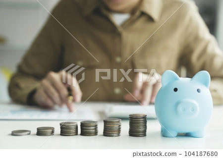 The concept of saving money or savings, investment. The concept of saving money or savings, investment. 104187680