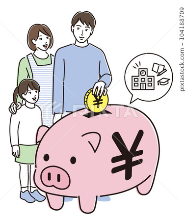 豬存錢罐和家庭教育儲蓄 豬存錢罐和家庭教育儲蓄 104188709