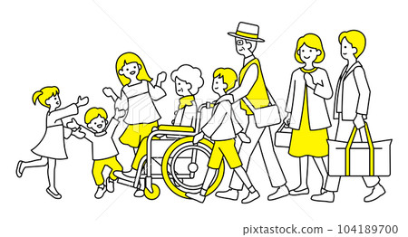 3 generation family and wheelchair 104189700