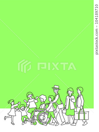 3 generation family and wheelchair background 104189710