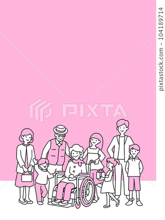 3 generation family and wheelchair background 104189714