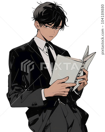 一個穿西裝的男人正在閱讀（生成式 AI） 104189880