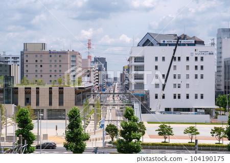 Utsunomiya Station East Exit Redevelopment area and Ekimae Boulevard where Utsunomiya Light Rail runs through Utsunomiya City, Tochigi Prefecture 104190175