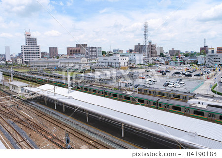 Utsunomiya Station East Exit District View of the town from the JR conventional line platform Utsunomiya City, Tochigi Prefecture 104190183