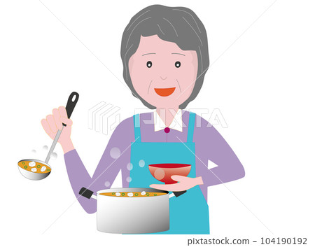 An elderly woman is preparing a table. An elderly woman is preparing a table. 104190192