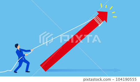 一個人拉起箭頭、概念圖像、矢量的插圖 一個人拉起箭頭、概念圖像、矢量的插圖 104190555