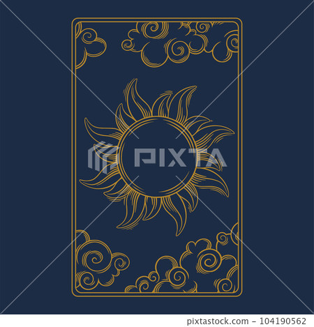 Tarot aesthetic golden card. Magic tarot design for oracle card covers. Vector illustration 104190562