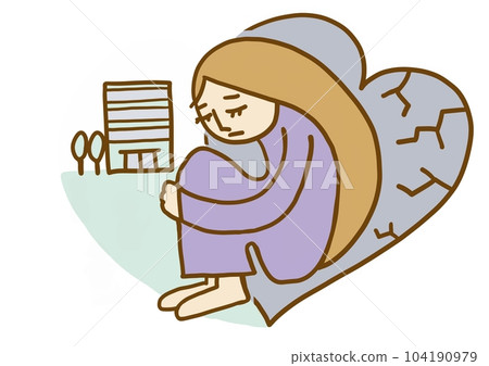 心理健康抑鬱症公司女性插畫 心理健康抑鬱症公司女性插畫 104190979