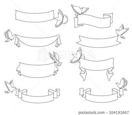 單色鳥和膠帶框，橫幅插圖集 104191667