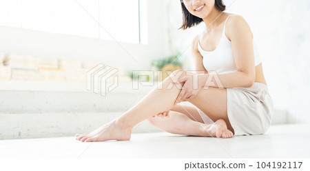 Women with leg skin care Women with leg skin care 104192117
