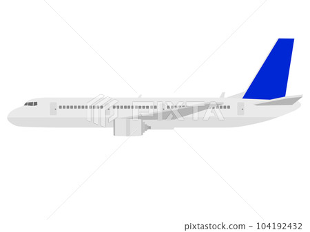 從側面看天空中飛行的飛機 104192432