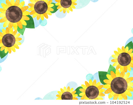Watercolor frame with polka dots and sunflowers 104192524