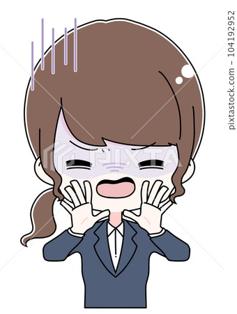 穿西裝的女人黑著臉大喊 104192952