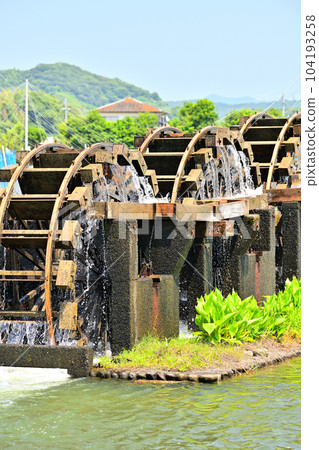 Scenery of Asakura city Hishino triple water wheel Scenery of Asakura city Hishino triple water wheel 104193258