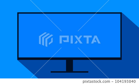 Ultrawide blue monitor display flat graphic with long shadow 104193840