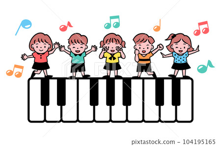 Music/Rhythmic dancing kids/children vector illustration material 104195165