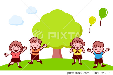 Vector title illustration material with copy space for kids and children on the theme of nature, trees, and the environment Vector title illustration material with copy space for kids and children on the theme of nature, trees, and the environment 104195208