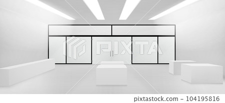 3d empty glass store interior inside vector mockup 104195816
