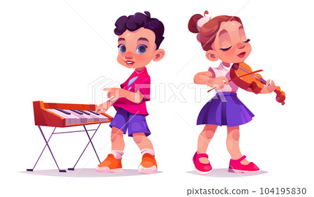 Kid orchestra play music on school instrument Kid orchestra play music on school instrument 104195830