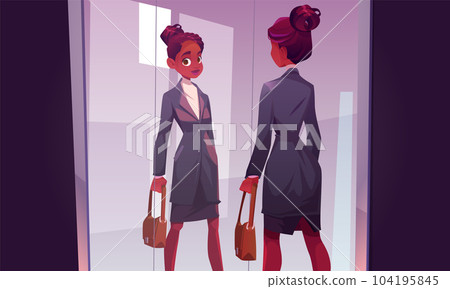 Black african woman and mirror vector character Black african woman and mirror vector character 104195845