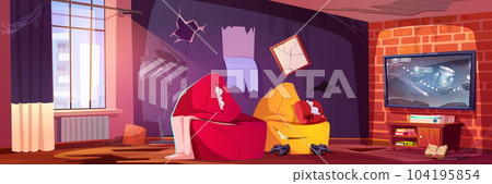 Abandoned room with damaged furniture 104195854