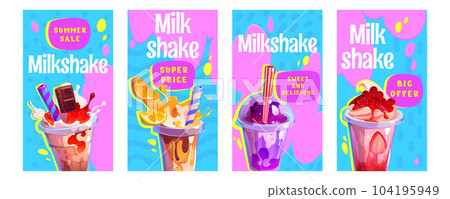Vector glass milkshake ice drink cartoon stories 104195949