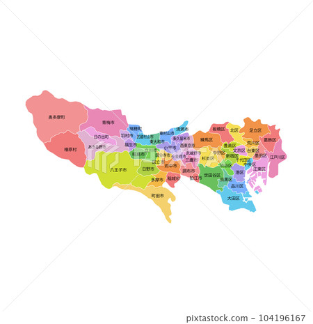 Tokyo metropolitan area and city map Tokyo metropolitan area and city map 104196167