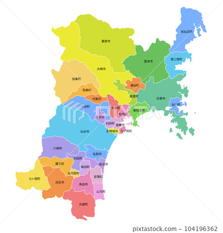 宮城縣市町村地圖 宮城縣市町村地圖 104196362