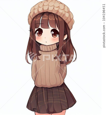 穿著棕色衣服的可愛女孩 104196451