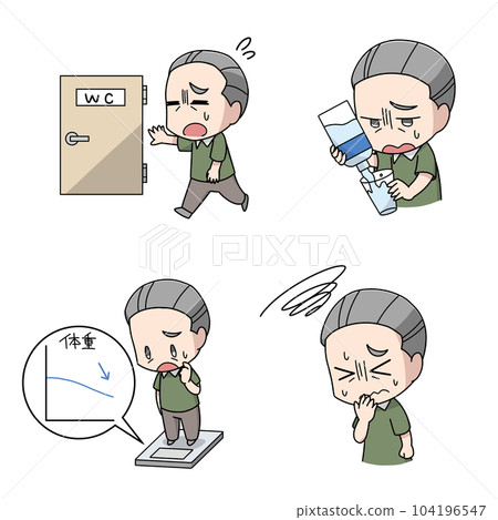 Illustration 4 patterns of elderly men with symptoms of hyperglycemia 104196547