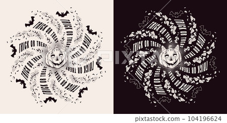 Circular halloween illustration with candy,pumpkin Circular halloween illustration with candy,pumpkin 104196624