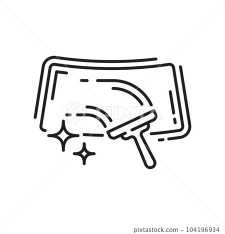 Washing of car rearview mirror isolated outline icon. Vector vehicle cleaner thin line emblem, carwash. Automobile washing, care and maintenance 104196934