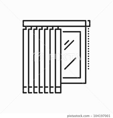Window blind, vertical jalousie isolated line icon. Vector sun protection shade, light blocking and dark protection curtain, window blind jalousie 104197001