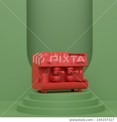 Abstract scene or podium with espresso coffee machine on monochrome 104197327