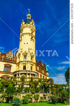 Tower of Schwerin Castle in Mecklenburg-Vorpommern, North Germany 104197328