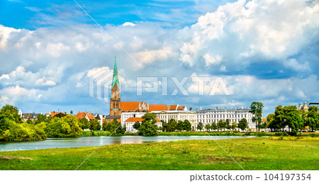 Skyline of Schwerin with its Cathedral in Mecklenburg-Vorpommern, Germany Skyline of Schwerin with its Cathedral in Mecklenburg-Vorpommern, Germany 104197354