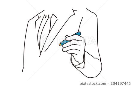 Handy businessman with pen Handy businessman with pen 104197445