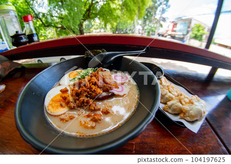 Sapporo miso ramen in a bowl 104197625