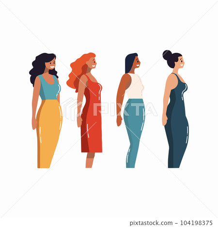 Hand Drawn standing female character in flat style Hand Drawn standing female character in flat style 104198375
