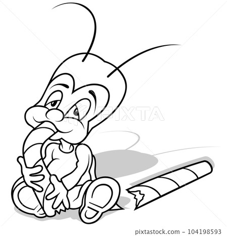 Drawing of a Cricket Eating Sweet Candy Drawing of a Cricket Eating Sweet Candy 104198593